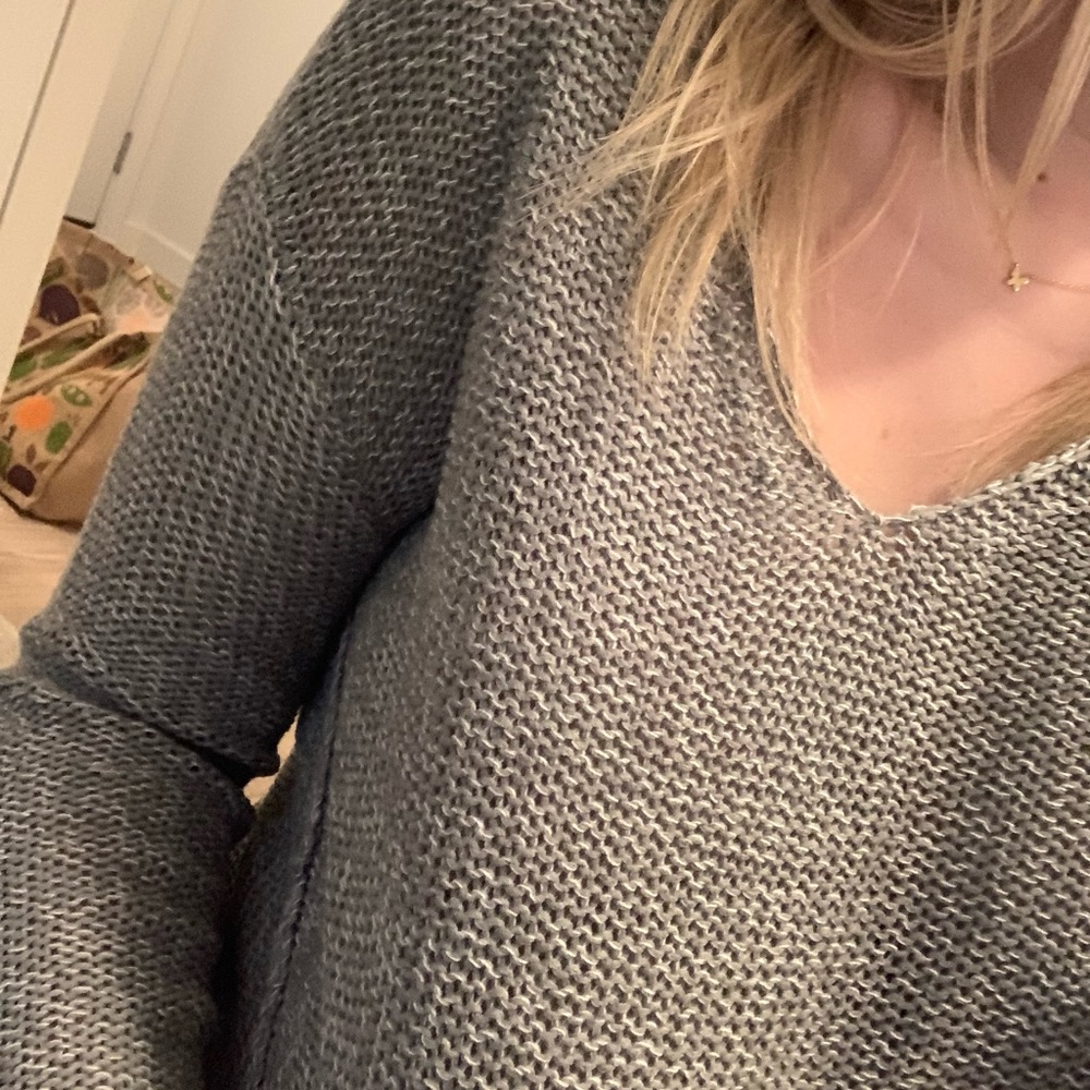 Cute gray sweater with elbow pads